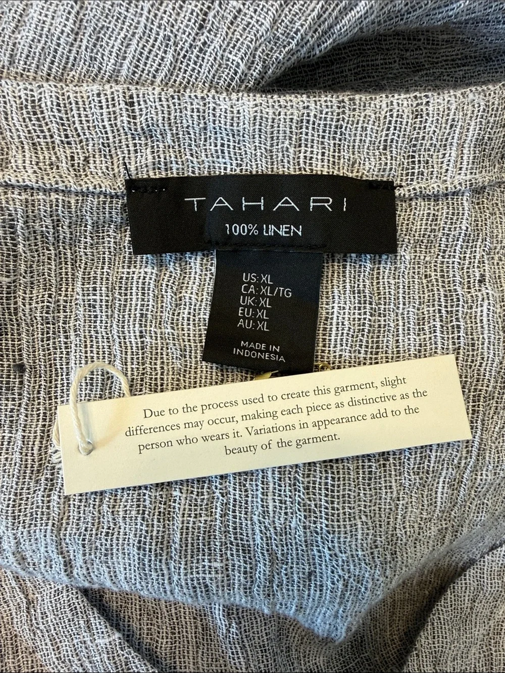Tahari Light Gray Linen Sleeveless Button Vest & Wide-Leg Pants Set